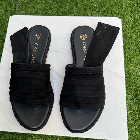 Tory Burch Suede Slingback Espadrille Black size 6 wen NWOB - Picture 5 of 15